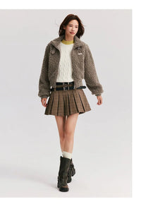Short Height Stand-Up Collar Furry Jacket