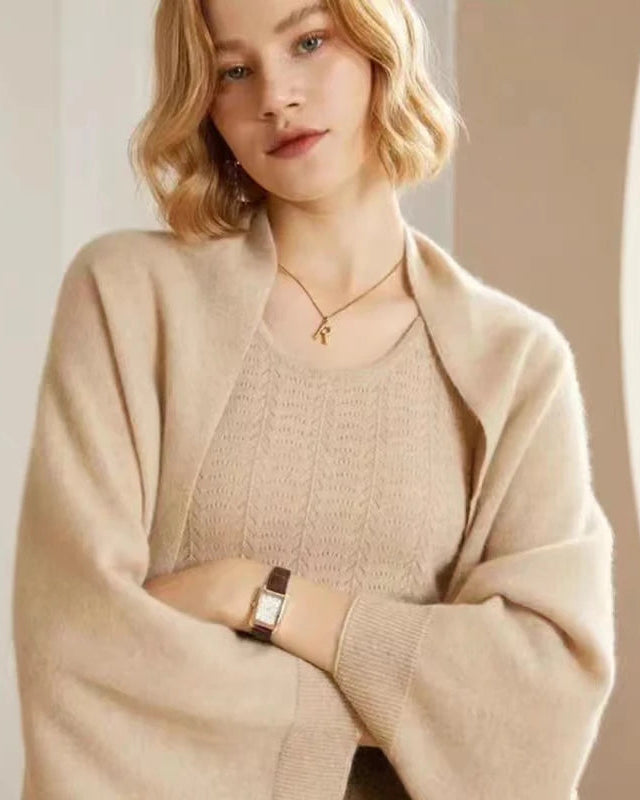 Pure wool solid knit shawl scarf wrap. Warm, soft, and elegant — a versatile Korean-style four-season knitted shawl for women.