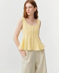Square-Neck Sleeveless Knit Blouse