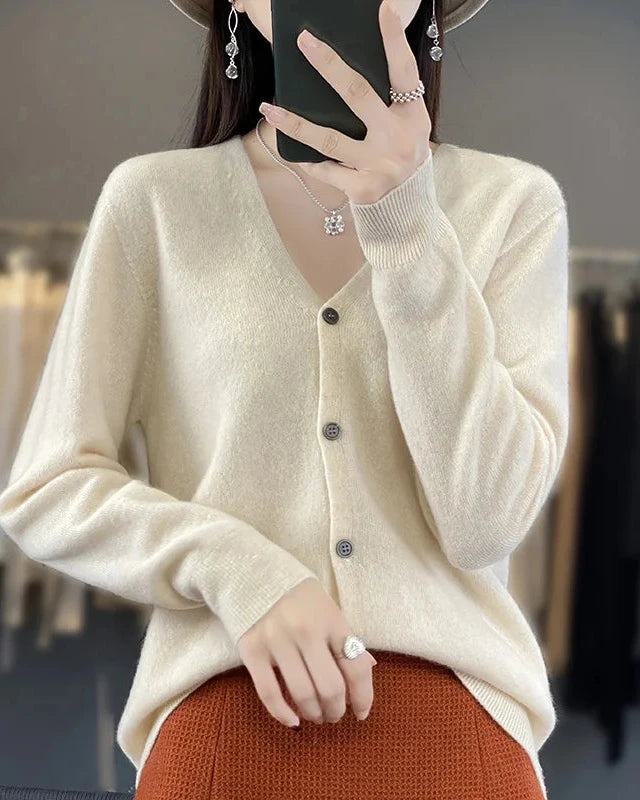 Merino Wool V-Neck Cardigan