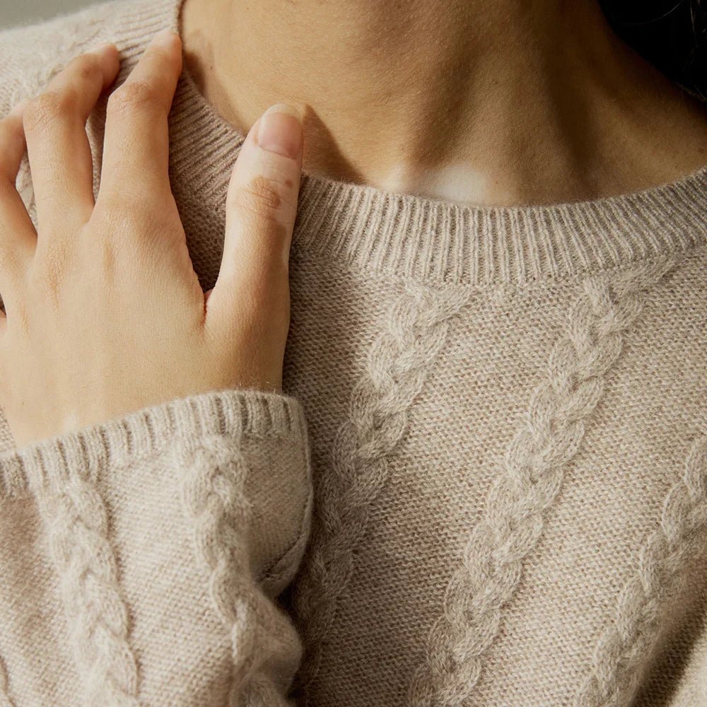 Semi-Sheer Cable-knit Baby Cashmere Sweater