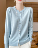 Merino Wool Button-Front Cardigan