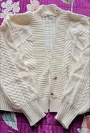 Lantern Sleeve Geometric Knitted Short Cardigan