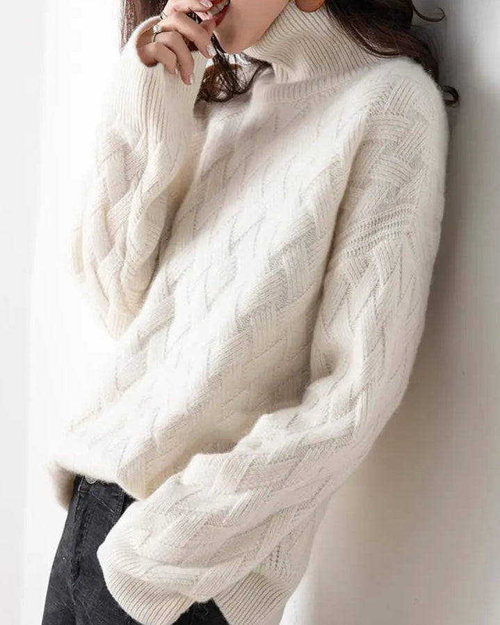 Slouchy Turtleneck Wool Sweater
