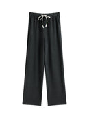 Drawstring Waist Wool Blended Pants