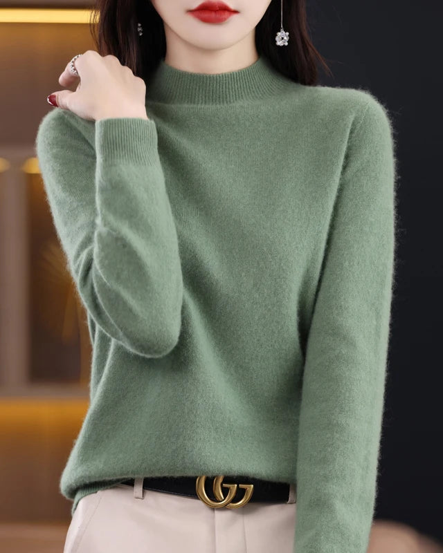 Merino Wool Mock Neck Sweater