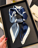 Floral Print Satin Square Scarf