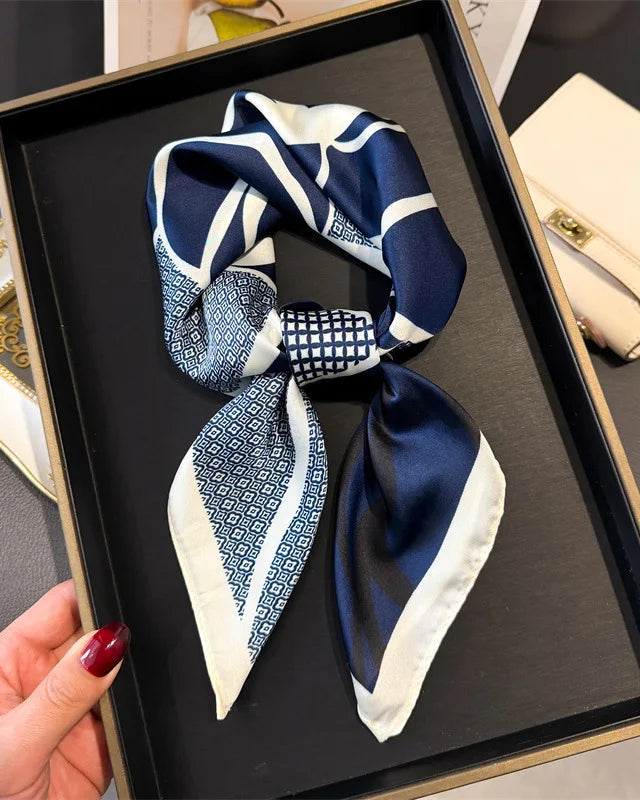 Floral Print Satin Square Scarf