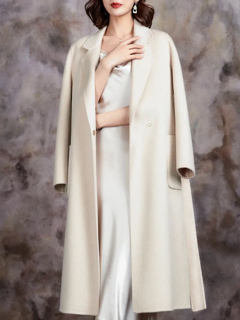 Mid-Length Belted Wool Blend Coat