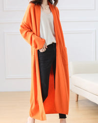 Wool Longline Open-Front Cardigan