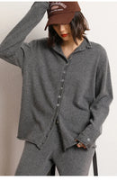 Cashmere Knitted Causal Stand-up Collar Cardigan