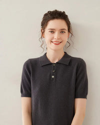 Women's Short Sleeve Polo Sweater