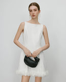 High-End Boat Neck Petal Design Dress