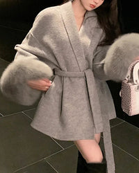 Double-Faced Wool Blend Short Coat