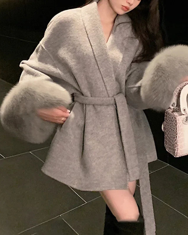 Double-Faced Wool Blend Short Coat