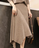 Merino Wool Asymmetric Knit Skirt