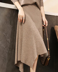 Merino Wool Asymmetric Knit Skirt