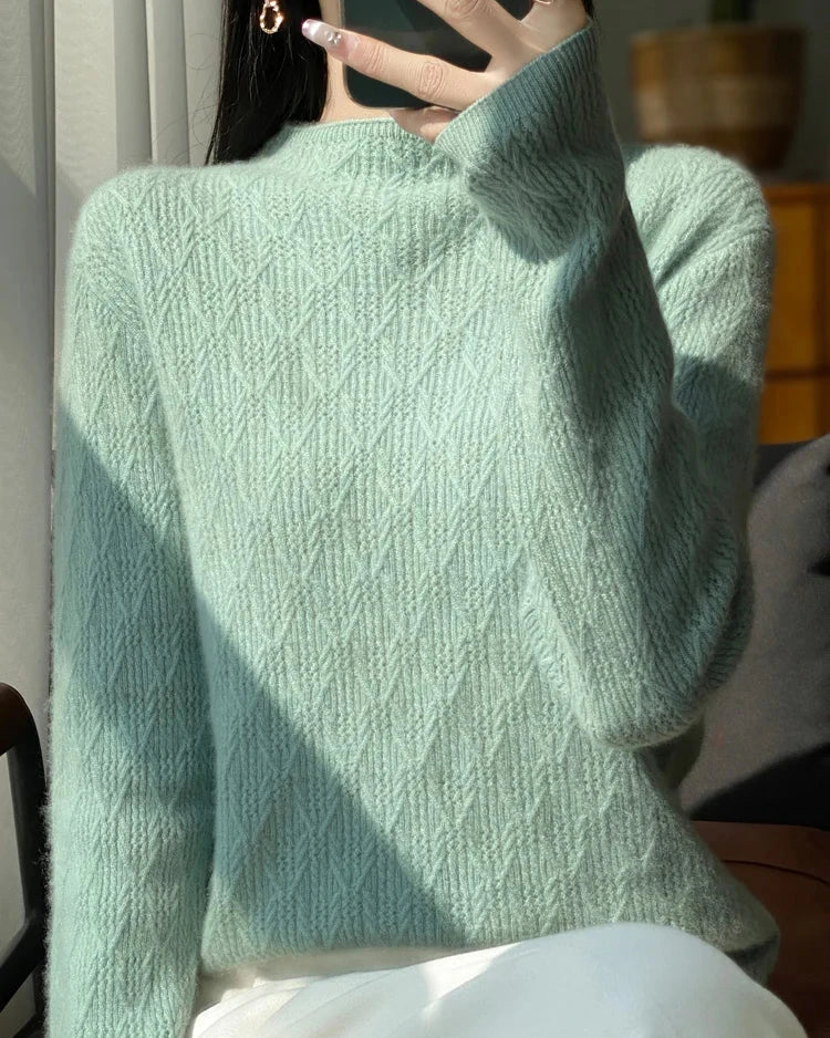 Merino Wool Diamond Jacquard Sweater