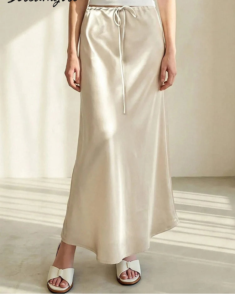 Satin A-Line Maxi Skirt