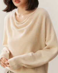 Casual Cashmere Irregular Neckline Sweater