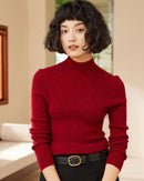 High-Neck Pullover Slim-Fit Cashmere Knit Sweater