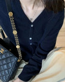 Cashmere Short V-Neck Knit Cardigan