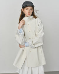 Short Stand Collar Windbreaker Trench Jacket