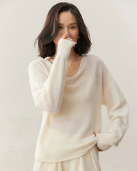 Casual Cashmere Irregular Neckline Sweater