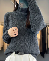 Merino Wool Twist Turtleneck Sweater