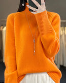 Raglan Merino Wool Mock Neck Sweater