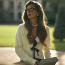 V-Neck Lace-Up Loose Cardigan