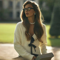 V-Neck Lace-Up Loose Cardigan