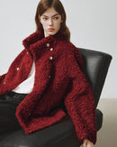 Faux Fur Solid Stand Collar Single-Breasted Loose Thick Coat