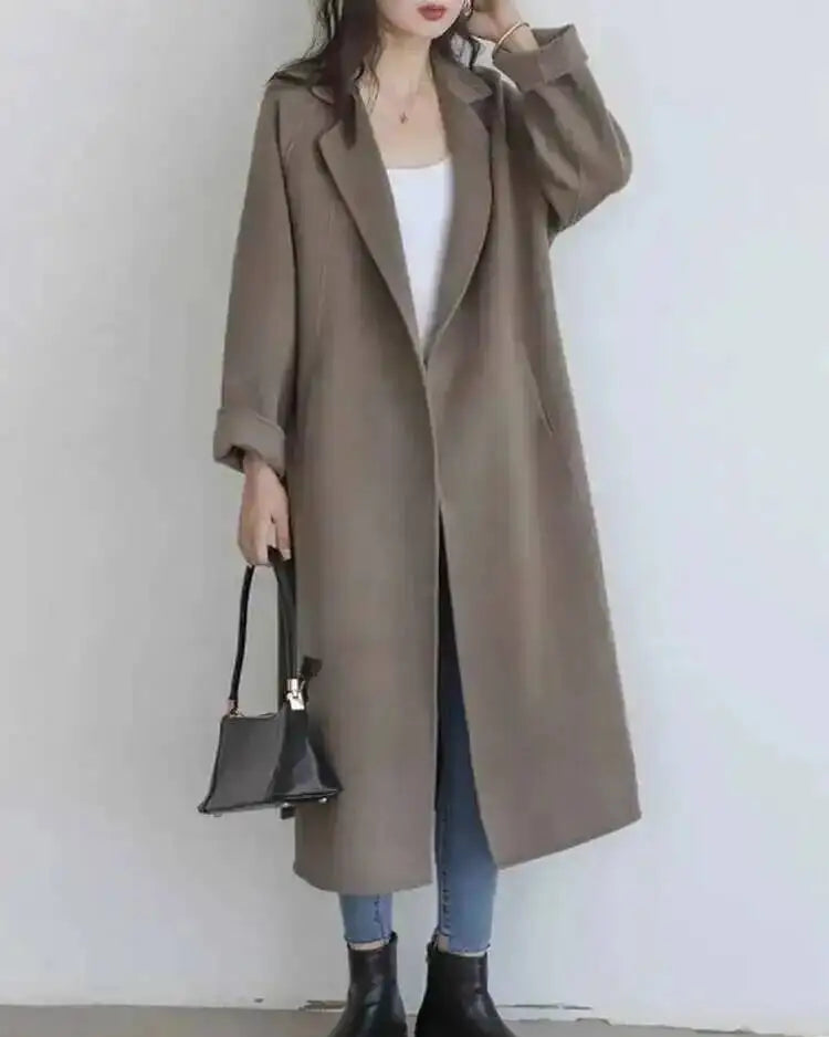 Relaxed Belted Wool Blend Coat