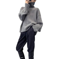 Loose High Neck Wool Pullover Sweater