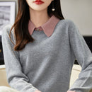 Merino Wool Contrast Colors POLO Collar Pullovers