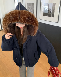 Relaxed Hooded Toggle Winter Jacket