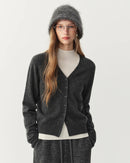Rib-Trim Wool V-Neck Cardigan