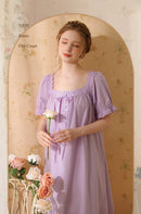 Palace Style Short Sleeve Cotton Pajama Dress