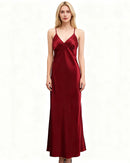 Satin Lace-Up Backless Maxi Evening Dress