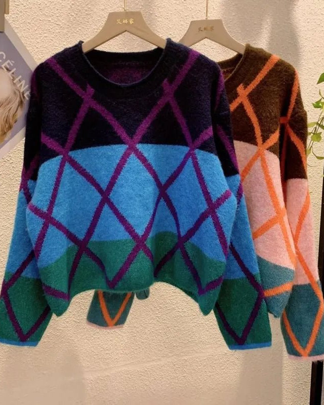Geometry Round-Neck Knitted Sweater