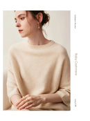 Round-Neck Batwing Sleeve Cashmere Sweater