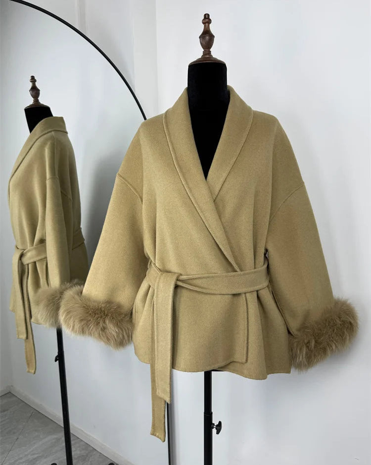 Double-Faced Wool Blend Short Coat