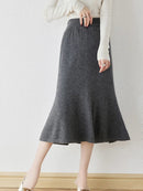 100% Merino Wool Knitted Fishtail Skirt