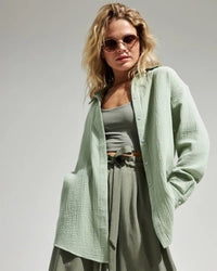 Lapel Collar Single-Breasted Loose-Fitting Shirt