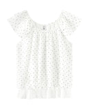 Sweet Polka Dot U-Neck Puff Short-Sleeved Top