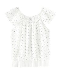 Sweet Polka Dot U-Neck Puff Short-Sleeved Top