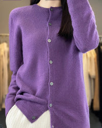 Merino Wool Round Neck Knit Cardigan