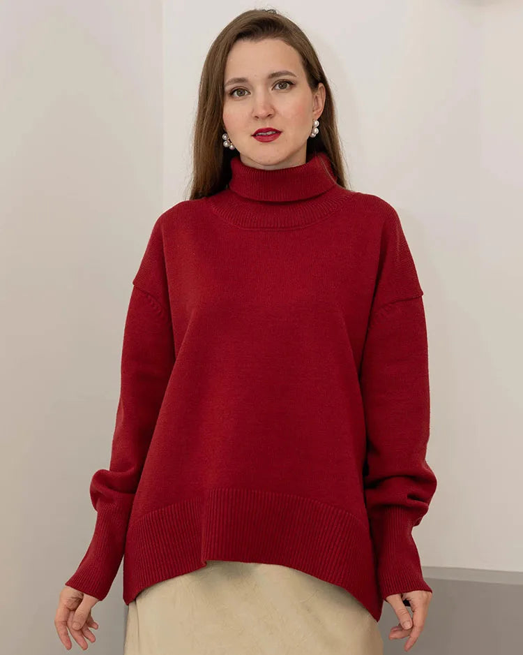 Oversized Turtleneck Heavyweight Knit Pullover