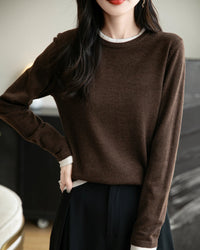 Layered-Look Wool-Blend Knit Top